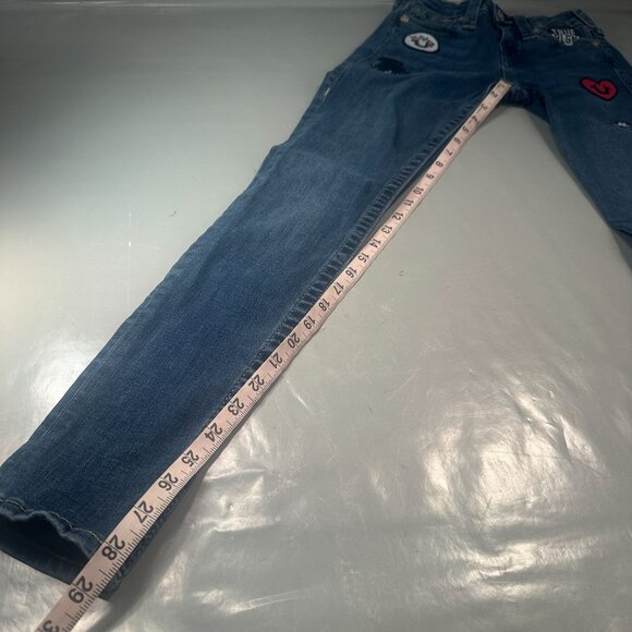 True Religion TR Patches Denim Jeans Mid Rise Zip Super Skinny Y2K Stretch - Picture 12 of 15